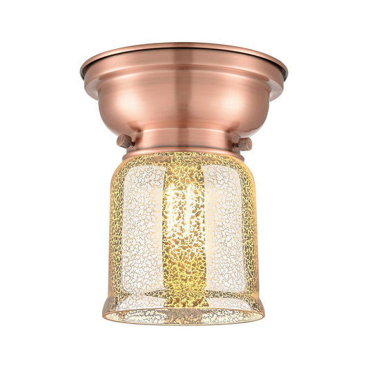 Innovations Bell 5in 1-Light Flush Mount | Traditional Farmhouse Antique Copper Steel and Silver Plated Mercury Glass | Entryway | Model 623-1F-AC-G58-LED
