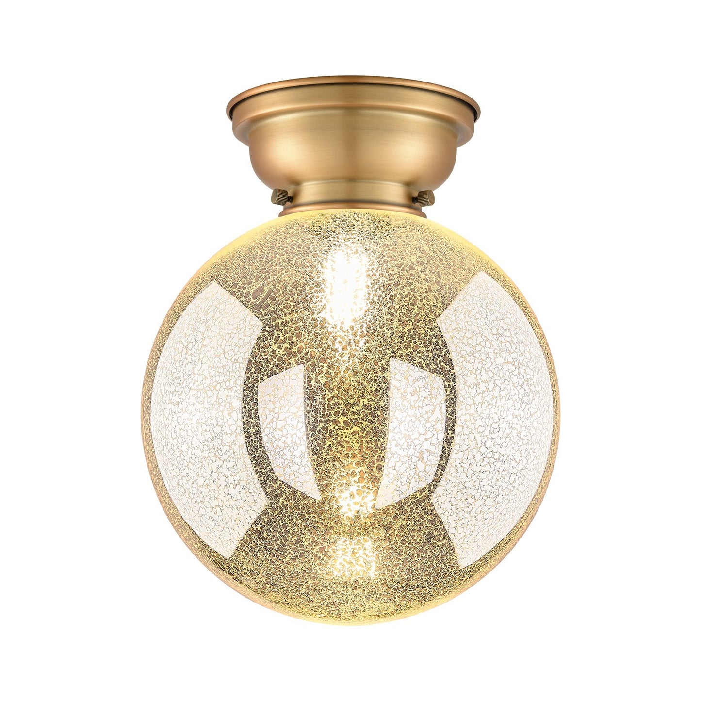 Innovations Beacon 10in 1-Light Flush Mount | Industrial Brushed Brass Steel and Mercury Seeded Glass | Hallway & Bathroom | 10 | Model 623-1F-BB-G208-10