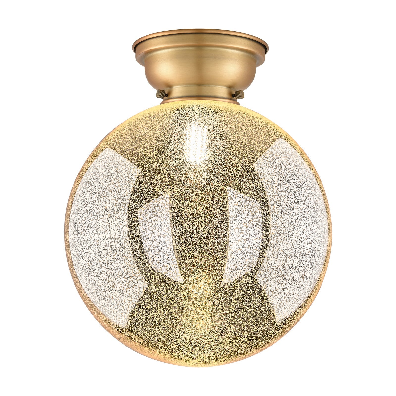 Innovations Beacon 12in 1-Light Flush Mount | Industrial Brushed Brass and Mercury Seeded Glass | Entryway & Hallway Ceiling | Model 623-1F-BB-G208-12