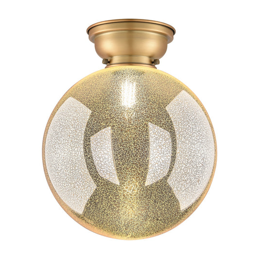 Innovations Beacon 12in 1-Light Flush Mount | Industrial Brushed Brass and Mercury Seeded Glass | Entryway & Hallway Ceiling | Model 623-1F-BB-G208-12