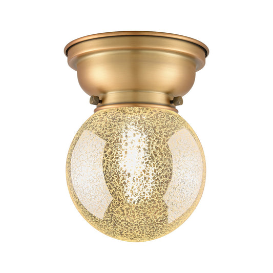 Innovations Beacon 6in 1-Light Flush Mount | Industrial Brushed Brass and Mercury Seeded Glass | Hallway & Bathroom Ceiling Light | Model 623-1F-BB-G208-6