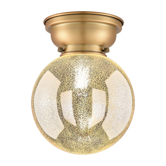 Innovations Beacon 8in 1-Light Flush Mount | Industrial Brushed Brass and Mercury Seeded Glass | Hallway & Bathroom | 8 x 8 x | Model 623-1F-BB-G208-8