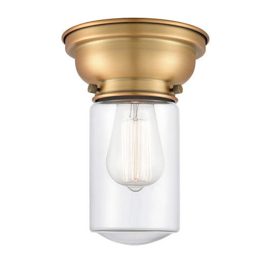 Innovations 312 Dover 1 Light Flush Mount, Brushed Brass/Clear