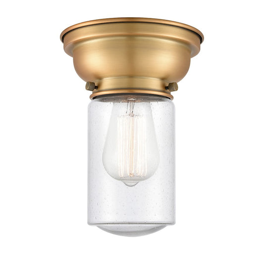 Innovations 314 Dover 1 Light Flush Mount, Brushed Brass/Seedy