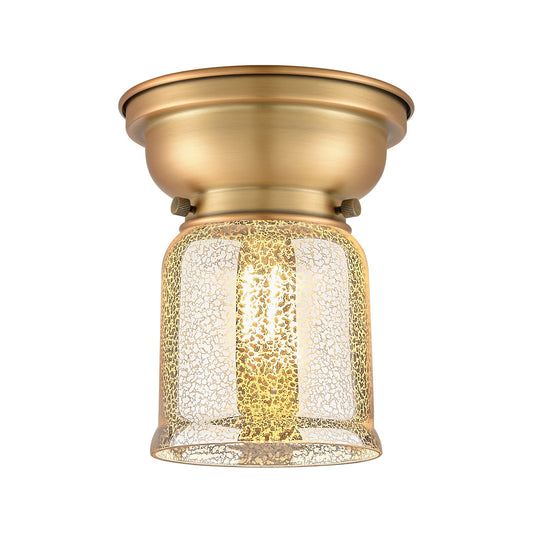 Innovations Bell 5in 1-Light Flush Mount | Traditional Farmhouse Brushed Brass and Silver Plated Mercury Glass | Entryway & Hallway | Model 623-1F-BB-G58