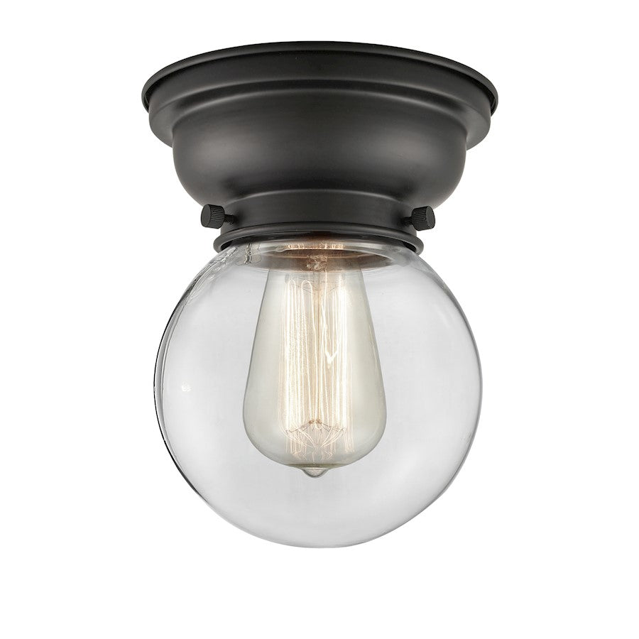 Innovations Beacon 1 Light 6" Flush Mount, Matte Black/Clear