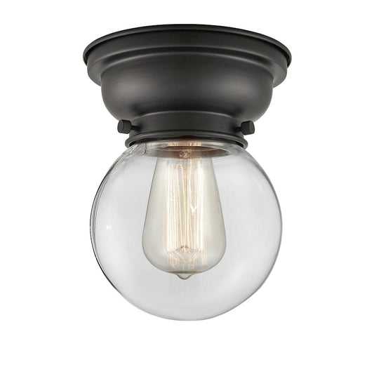 Innovations Beacon 1 Light 6" Flush Mount, Matte Black/Clear