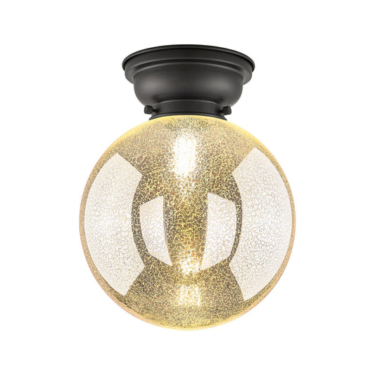Innovations Beacon 10in 1-Light Flush Mount | Industrial Matte Black Steel and Mercury Seeded Glass | Hallway & Bedroom | 10 x | Model 623-1F-BK-G208-10