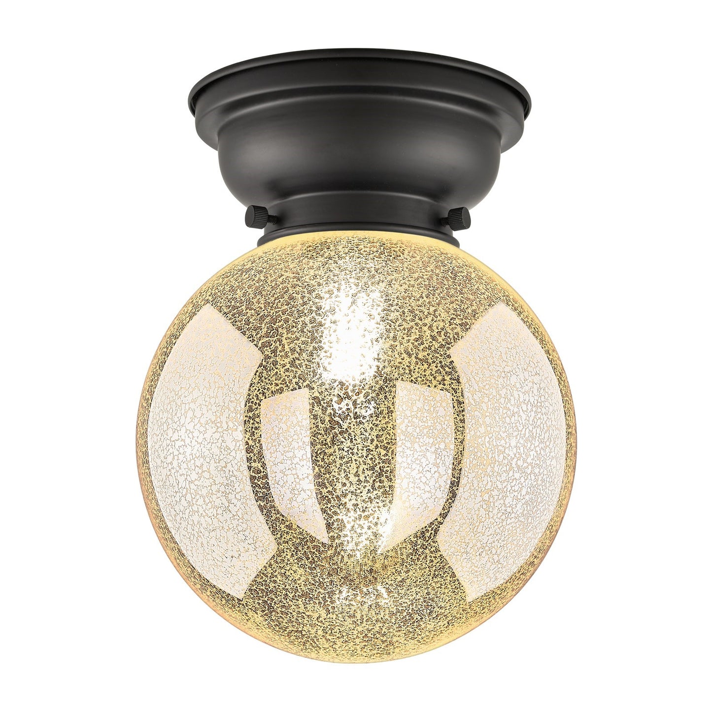 Innovations Beacon 8in 1-Light Flush Mount | Industrial Matte Black Steel and Mercury Seeded Glass | Bedroom & Hallway Ceiling | Model 623-1F-BK-G208-8