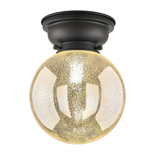 Innovations Beacon 8in 1-Light Flush Mount | Industrial Matte Black Steel and Mercury Seeded Glass | Bedroom & Hallway Ceiling | Model 623-1F-BK-G208-8