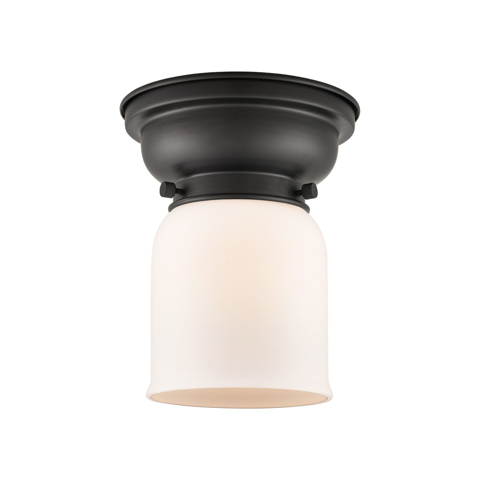 Innovations Bell 5in 1-Light Flush Mount | Industrial Farmhouse Matte Black Steel and Matte White Frosted Glass | Bedroom & | Model 623-1F-BK-G51-LED
