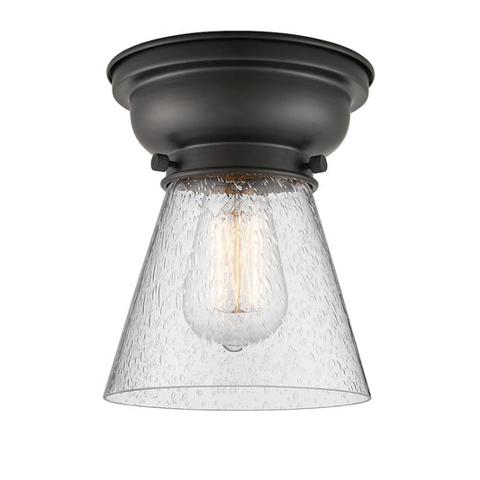 Innovations 64 Small Cone 1 Light Flush Mount, Matte Black/Seedy