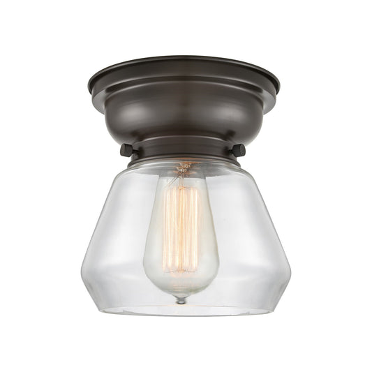 Innovations Fulton 7in 1-Light Flush Mount | Industrial Oil Rubbed Bronze Steel and Clear Glass | Hallway & Entryway | 7 x 7 x | Model 623-1F-OB-G172-LED