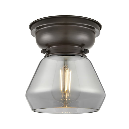 Innovations Fulton 7in 1-Light Flush Mount | Industrial Oil Rubbed Bronze Steel and Light Smoke Glass | Hallway & Entryway | 7 x | Model 623-1F-OB-G173