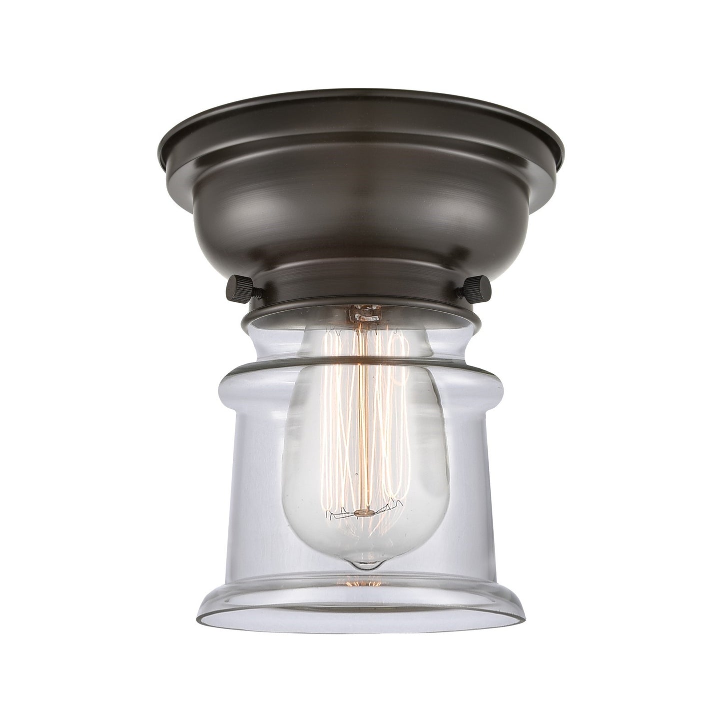Innovations Canton 6in 1-Light Flush Mount | Industrial Oil Rubbed Bronze and Clear Glass | Hallway & Entryway | 5.25 x 5.25 x | Model 623-1F-OB-G182S