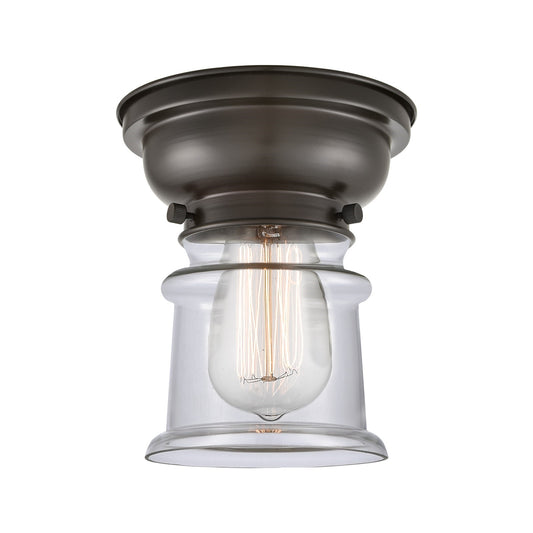 Innovations Canton 6in 1-Light Flush Mount | Industrial Oil Rubbed Bronze Steel and Clear Glass | Hallway & Entryway Damp | Model 623-1F-OB-G182S-LED