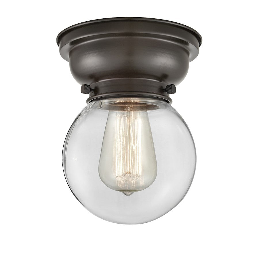Innovations Beacon 1 Light Flush Mount, Bronze/Clear