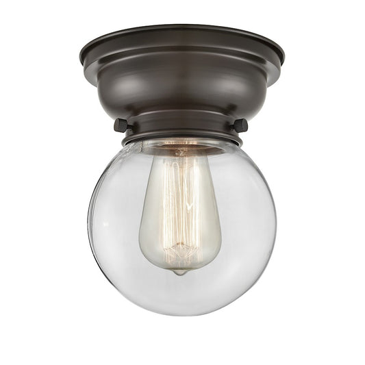 Innovations Beacon 1 Light Flush Mount, Bronze/Clear