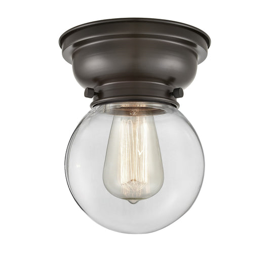 Innovations Beacon 6in 1-Light Flush Mount | Industrial Oil Rubbed Bronze Steel and Clear Glass | Hallway & Entryway | 6 x 6 | Model 623-1F-OB-G202-6-LED