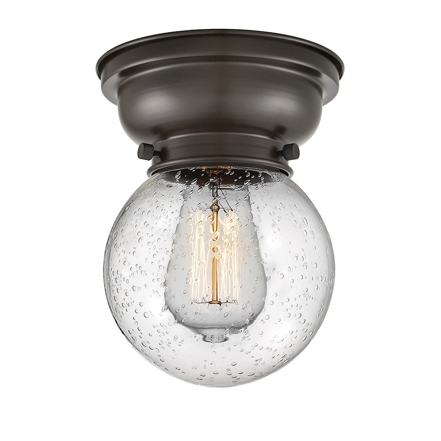 Innovations Beacon 1 Light Flush Mount, Bronze/Seedy