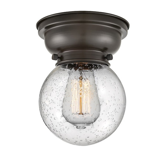 Innovations Beacon 1 Light Flush Mount, Bronze/Seedy