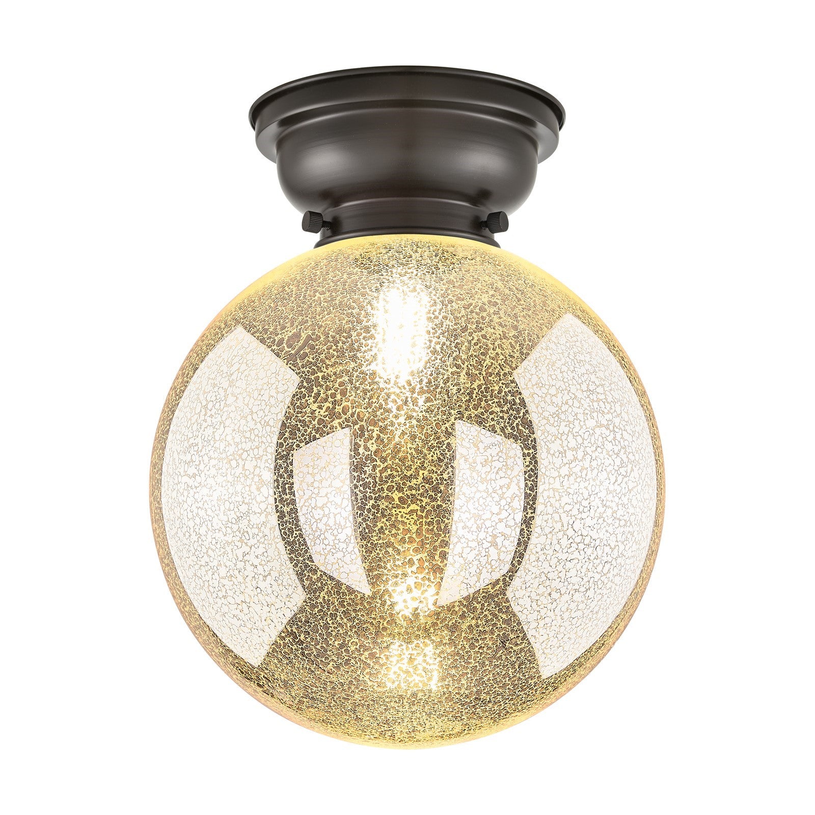 Innovations Beacon 10in 1-Light Flush Mount | Industrial Oil Rubbed Bronze Steel and Mercury Seeded Glass | Hallway & Bathroom | Model 623-1F-OB-G208-10