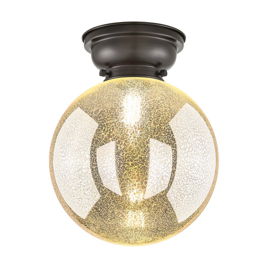 Innovations Beacon 10in 1-Light Flush Mount | Industrial Oil Rubbed Bronze Steel and Mercury Seeded Glass | Hallway & Bathroom | Model 623-1F-OB-G208-10