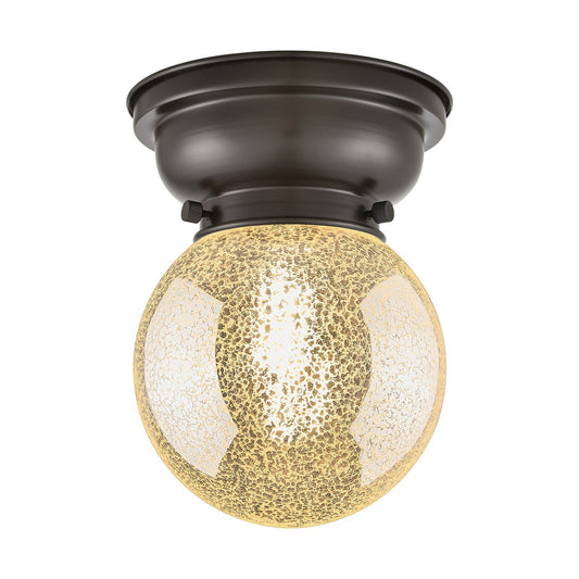 Innovations Beacon 6in 1-Light Flush Mount | Industrial Oil Rubbed Bronze Steel and Mercury Seeded Glass | Hallway & Bathroom | 6 | Model 623-1F-OB-G208-6