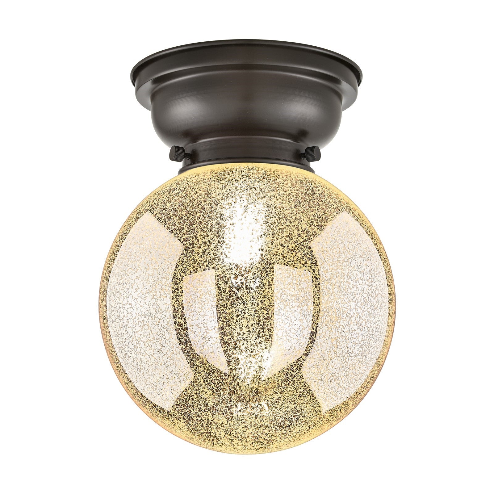 Innovations Beacon 8in 1-Light Flush Mount | Industrial Oil Rubbed Bronze Steel and Mercury Seeded Glass | Hallway & Bathroom | 8 | Model 623-1F-OB-G208-8