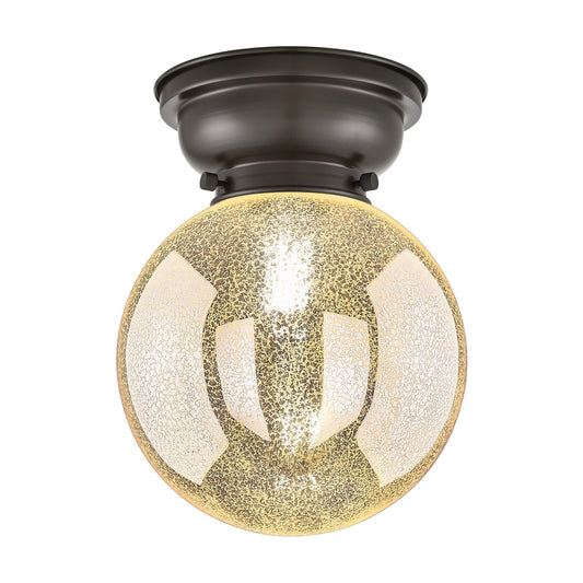 Innovations Beacon 8in 1-Light Flush Mount | Industrial Oil Rubbed Bronze Steel and Mercury Seeded Glass | Hallway & Bathroom | 8 | Model 623-1F-OB-G208-8