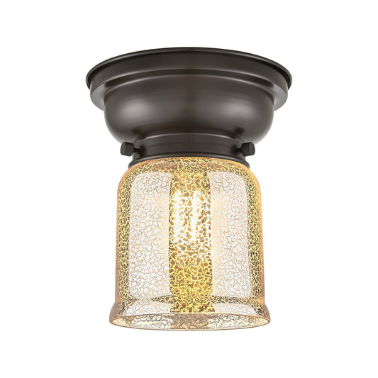 Innovations Bell 5in 1-Light Flush Mount | Traditional Farmhouse Oil Rubbed Bronze Steel and Silver Plated Mercury Glass | Model 623-1F-OB-G58-LED