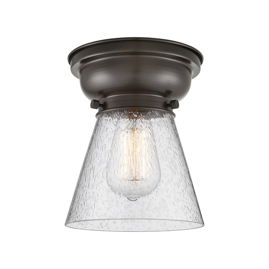 Innovations Cone 6.25in 1-Light Flush Mount | Industrial Oil Rubbed Bronze Steel and Seedy Glass | Hallway & Entryway | 6.25 x | Model 623-1F-OB-G64-LED