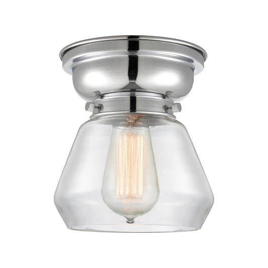 Innovations Fulton 7in 1-Light Flush Mount | Industrial Polished Chrome Steel and Clear Cone Glass | Bathroom & Hallway | 7 x 7 x | Model 623-1F-PC-G172