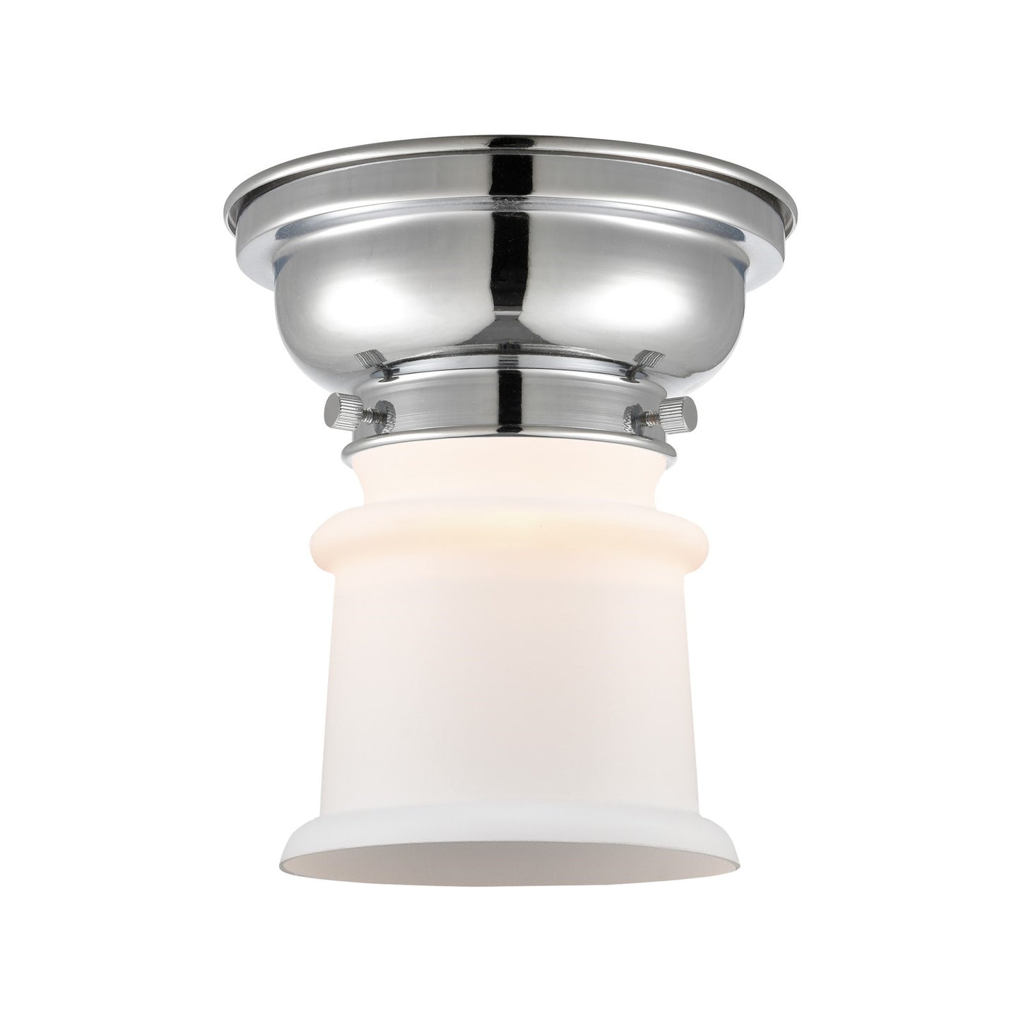 Innovations Canton 6in 1-Light Flush Mount | Industrial Polished Chrome and Matte White Frosted Glass | Bedroom & Hallway | Model 623-1F-PC-G181S-LED