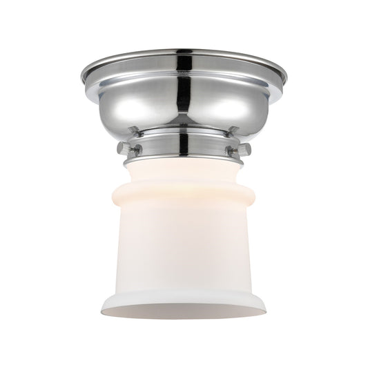 Innovations Canton 6in 1-Light Flush Mount | Industrial Polished Chrome and Matte White Frosted Glass | Bedroom & Hallway | Model 623-1F-PC-G181S-LED