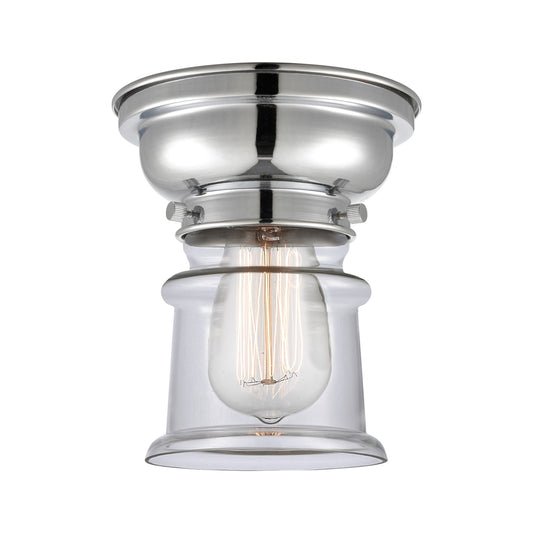 Innovations Canton 6in 1-Light Flush Mount | Industrial Polished Chrome Steel and Clear Glass | Bedroom & Hallway | 600 Lumens | Model 623-1F-PC-G182S-LED