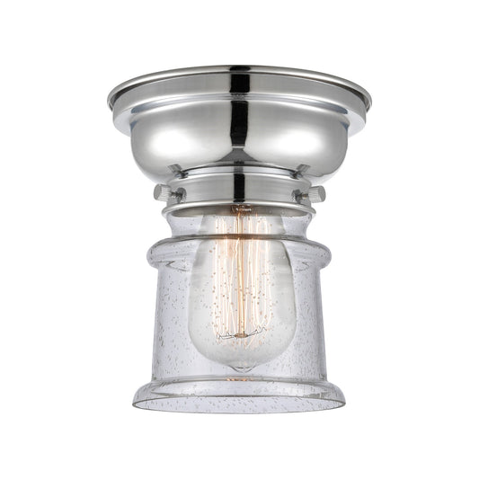 Innovations Canton 6in 1-Light Flush Mount | Industrial Polished Chrome Steel and Seedy Glass | Hallway & Bathroom | 5.25 x | Model 623-1F-PC-G184S-LED