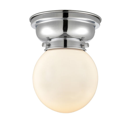 Innovations Beacon 1 Light Flush Mount, Chrome/Matte White
