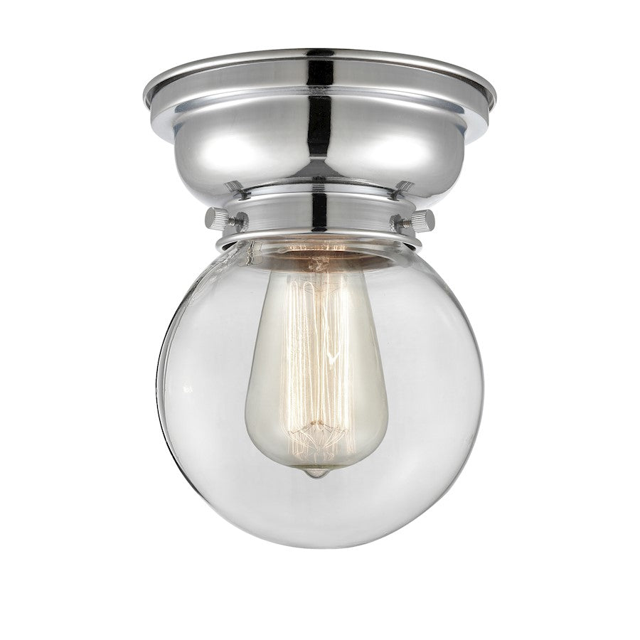 Innovations Beacon 1 Light Flush Mount, Polished Chrome/Clear
