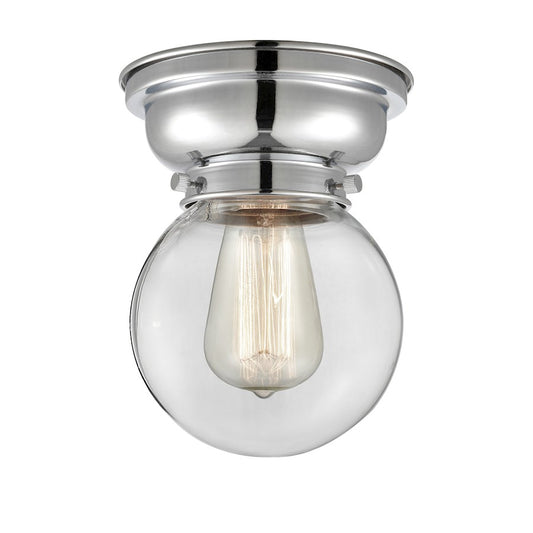 Innovations Beacon 1 Light Flush Mount, Polished Chrome/Clear