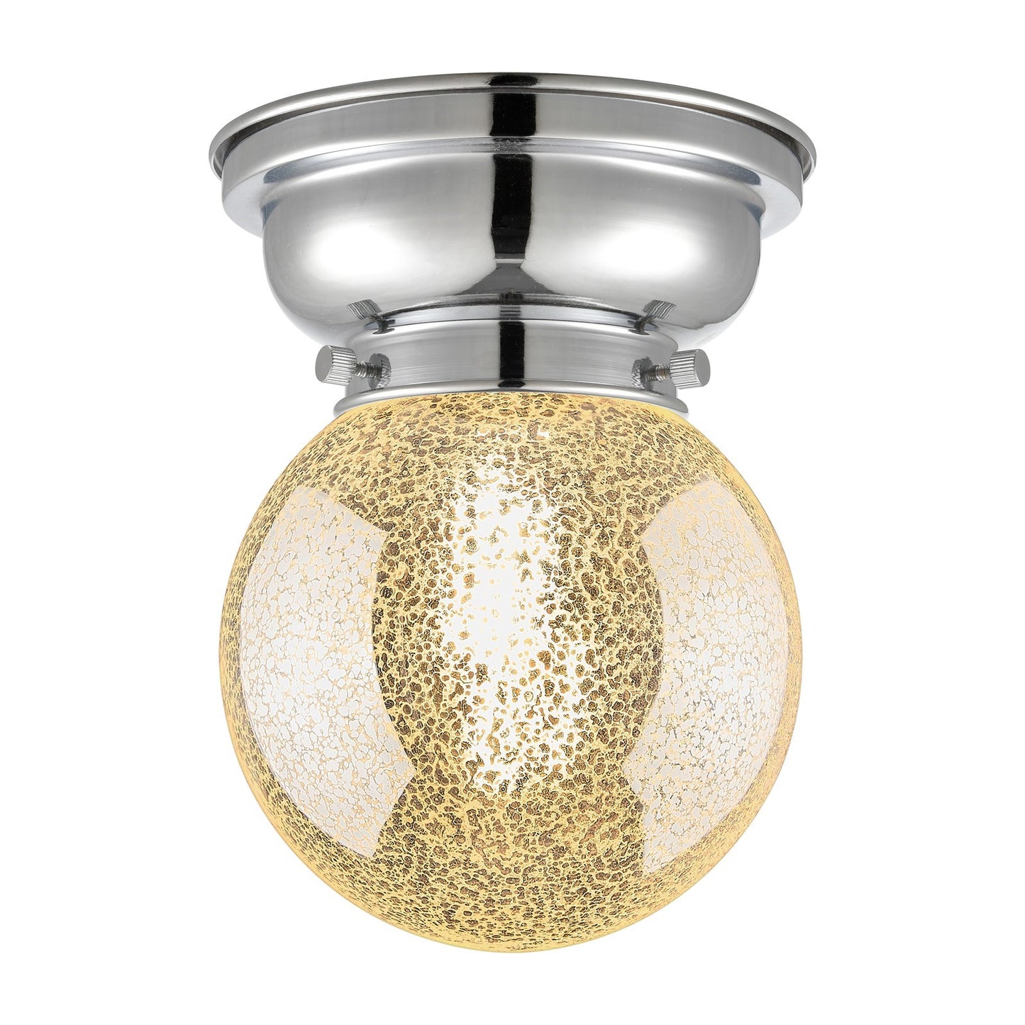 Innovations Beacon 6in 1-Light Flush Mount | Industrial Polished Chrome and Mercury Seeded Glass | Damp-Rated Bathroom & Hallway | Model 623-1F-PC-G208-6