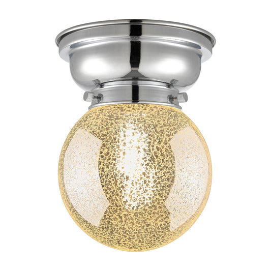 Innovations Beacon 6in 1-Light Flush Mount | Industrial Polished Chrome and Mercury Seeded Glass | Damp-Rated Bathroom & Hallway | Model 623-1F-PC-G208-6
