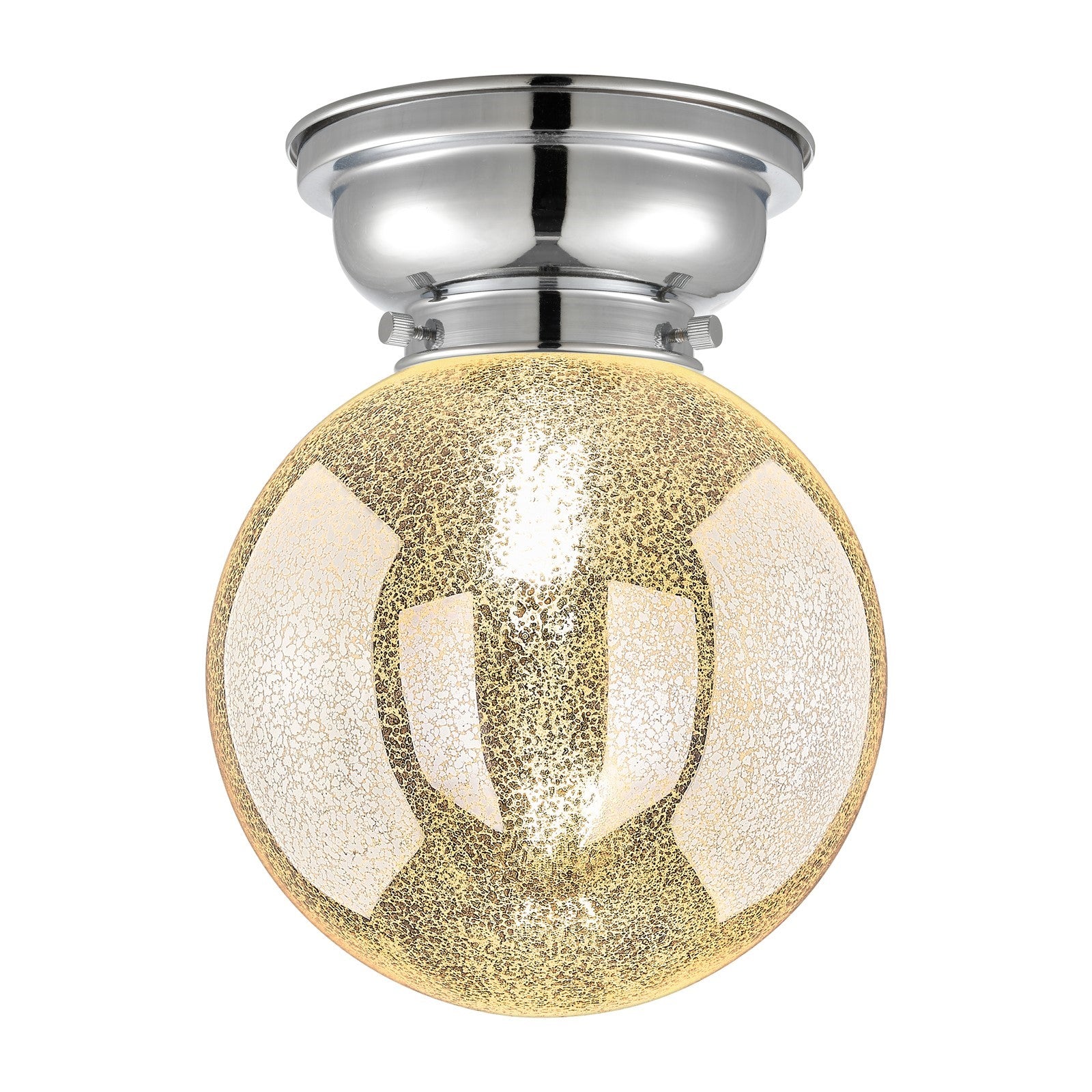 Innovations Beacon 8in 1-Light Flush Mount | Industrial Polished Chrome Steel and Mercury Seeded Glass | Entryway & Hallway | 8 x | Model 623-1F-PC-G208-8