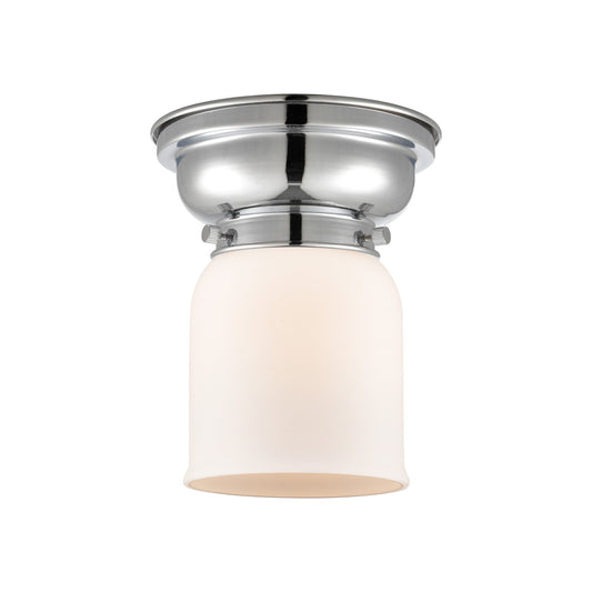 Innovations Bell 5in 1-Light Flush Mount | Industrial Polished Chrome and Matte White Frosted Glass | Bathroom & Hallway Ceiling | Model 623-1F-PC-G51