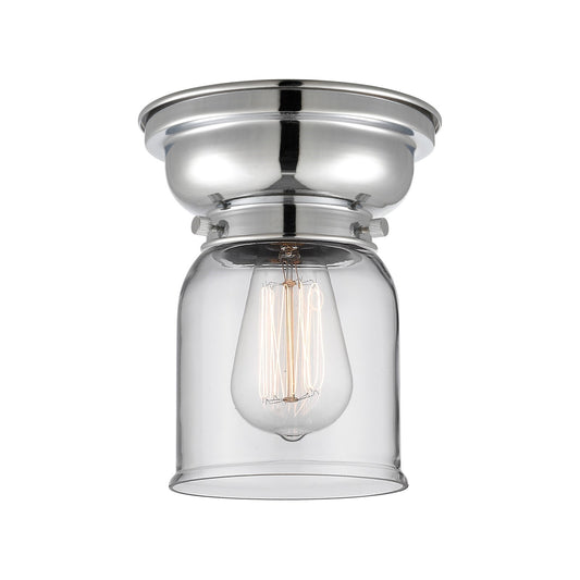 Innovations Bell 5in 1-Light Flush Mount | Industrial Farmhouse Polished Chrome and Clear Glass | Kitchen & Hallway | 5 x 8 in | Model 623-1F-PC-G52-LED