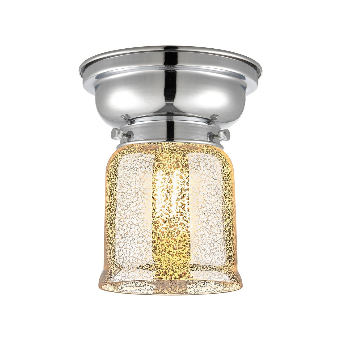 Innovations Bell 5in 1-Light Flush Mount | Traditional Farmhouse Polished Chrome and Silver Plated Mercury Glass | Bathroom & | Model 623-1F-PC-G58-LED