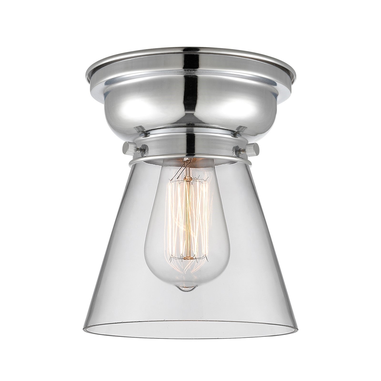 Innovations Cone 6.25in 1-Light Flush Mount | Industrial Polished Chrome Steel and Clear Glass | Hallway & Bedroom | 6.25 x 6.25 x | Model 623-1F-PC-G62