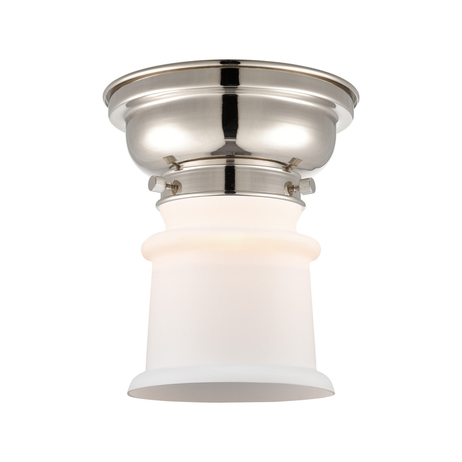 Innovations Canton 6in 1-Light Flush Mount | Industrial Polished Nickel and Matte White Frosted Glass | Bedroom & Hallway | Model 623-1F-PN-G181S-LED