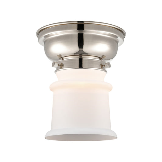 Innovations Canton 6in 1-Light Flush Mount | Industrial Polished Nickel and Matte White Frosted Glass | Bedroom & Hallway | Model 623-1F-PN-G181S-LED
