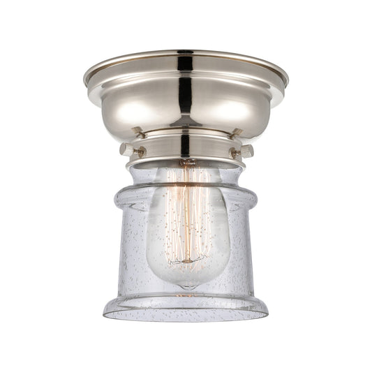 Innovations Canton 6in 1-Light Flush Mount | Industrial Farmhouse Polished Nickel and Seedy Glass | Hallway & Entryway | 5.25 | Model 623-1F-PN-G184S-LED